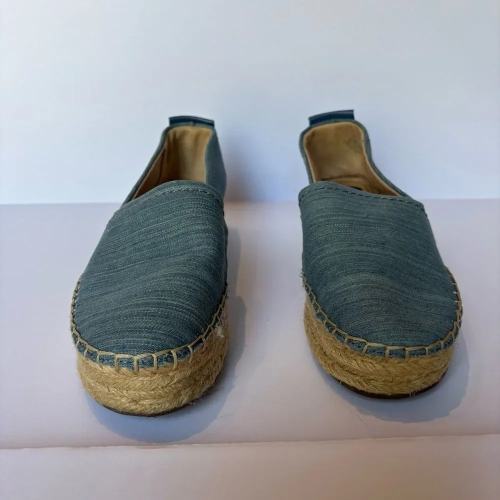 Sam Edelman Women's Blue Canvas Espadrilles Slip-On Blue/Straw Size 6.5M
